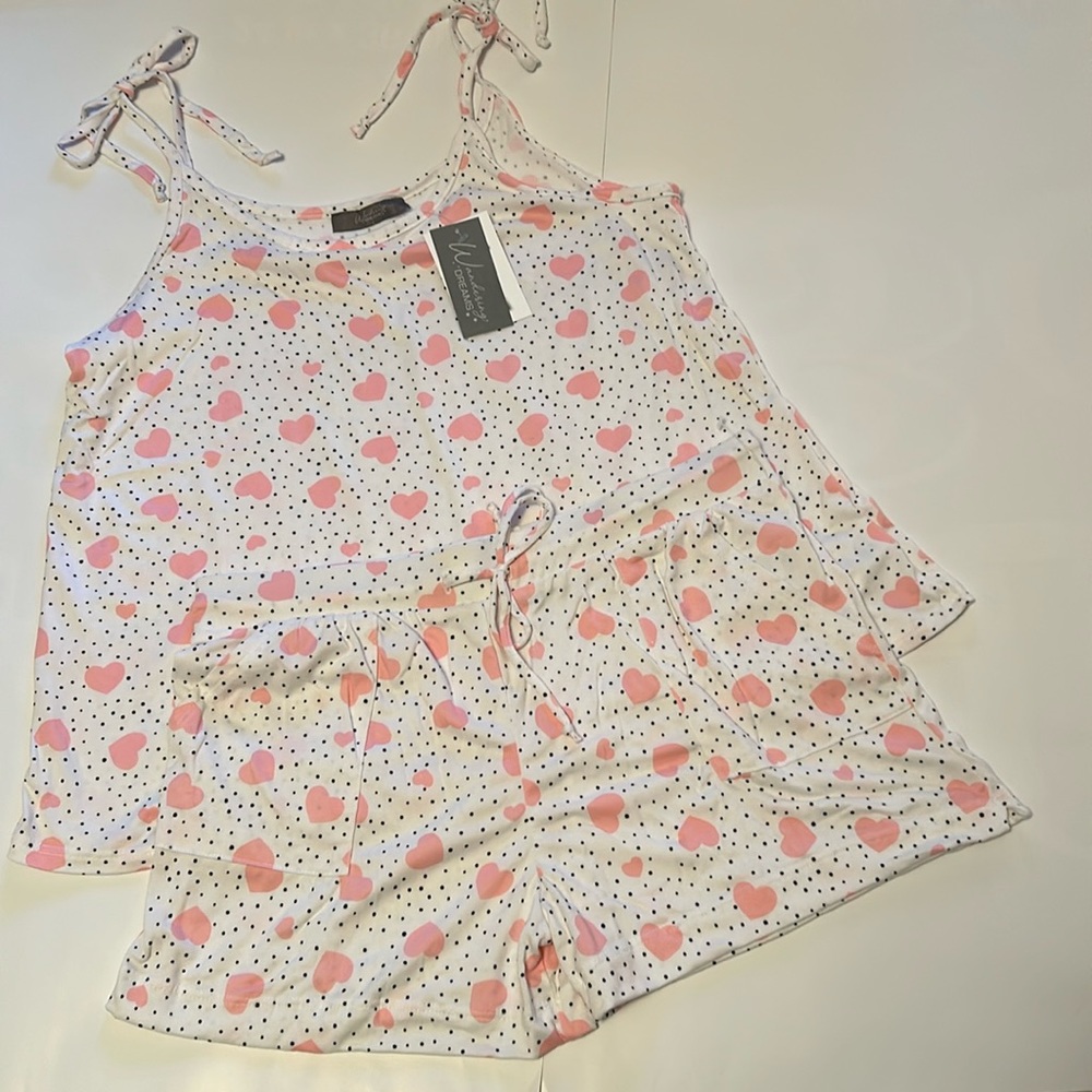 Valentine’s Hearts Shorts sleep set by Wandering Dreams sizes S,M,L
